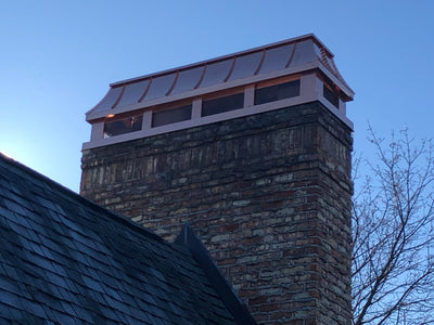 Custom copper chimney cap hand-fabricated by Archaic Metal, Berlin NJ
