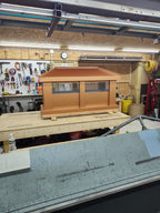 Custom Kynar board and batten top vent chimney cap, copper tone, front view — Archaic Metal