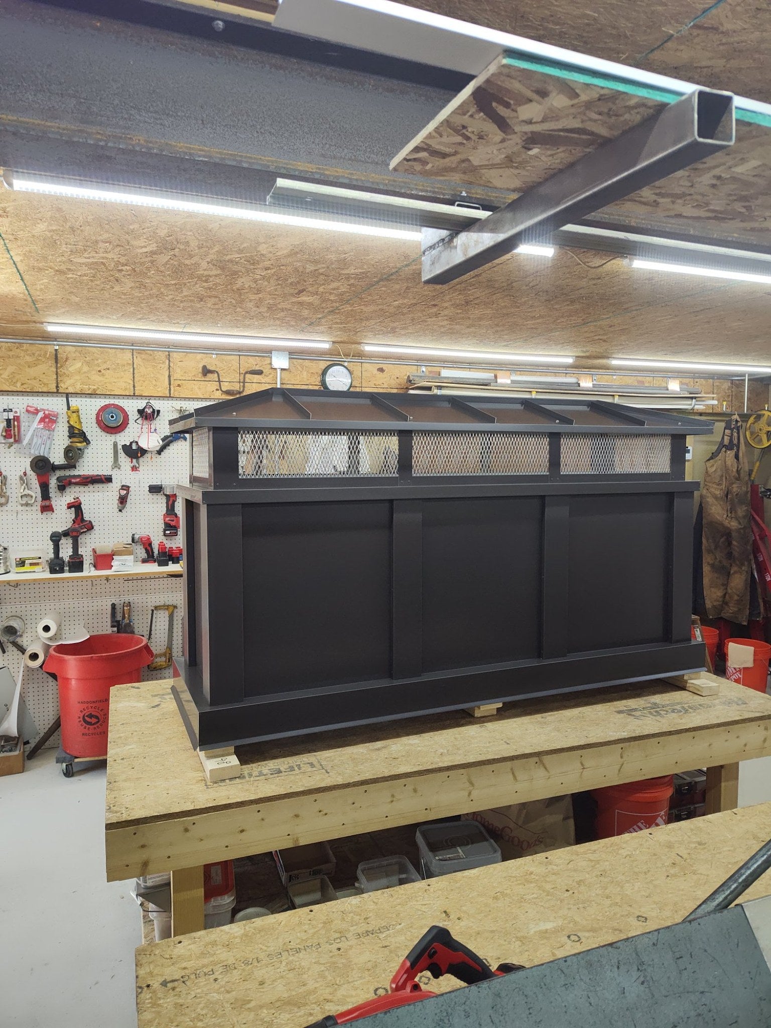Kynar black board and batten top vent cap, large multi-flue, front shop view