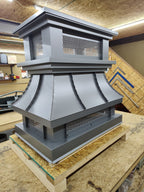 Custom Kynar gray crown top vent chimney cap, three-quarter view showing full profile