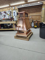 Narrow copper top vent curved panel cap showing tall proportions for smaller chimney openings