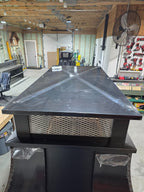 Kynar black top vent curved panel cap, large multi-flue, low angle showing mesh screen detail