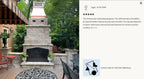 Custom copper top vent curved panel chimney cap installed on outdoor masonry fireplace — 5-star customer photo