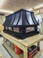 Black Kynar finish aluminum chimney cap with stainless spark screen — custom made to order

