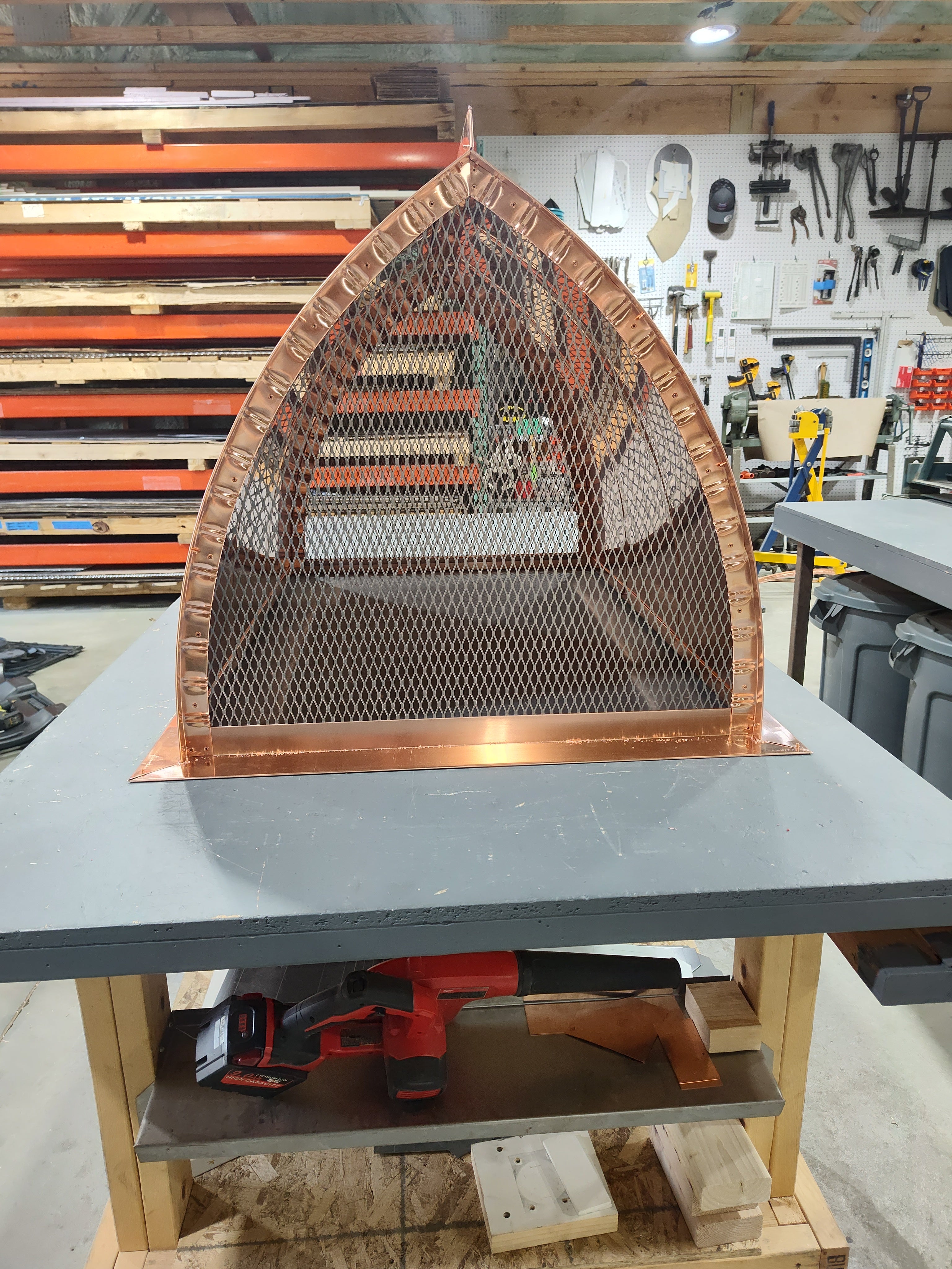 Custom copper arched cathedral chimney cap, top mount, ready to ship Connecticut