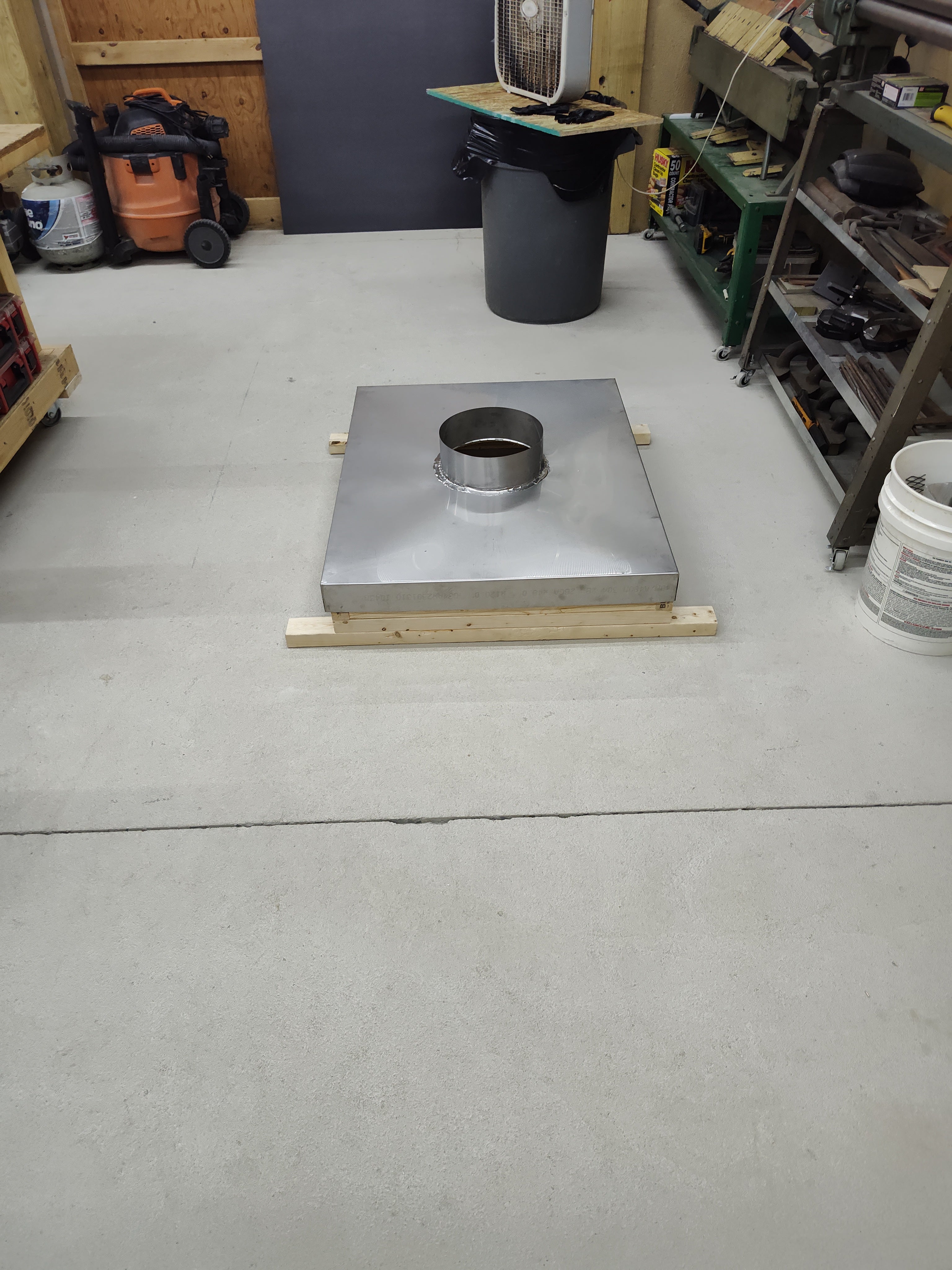 Finished custom stainless steel chimney chase cover ready for shipping