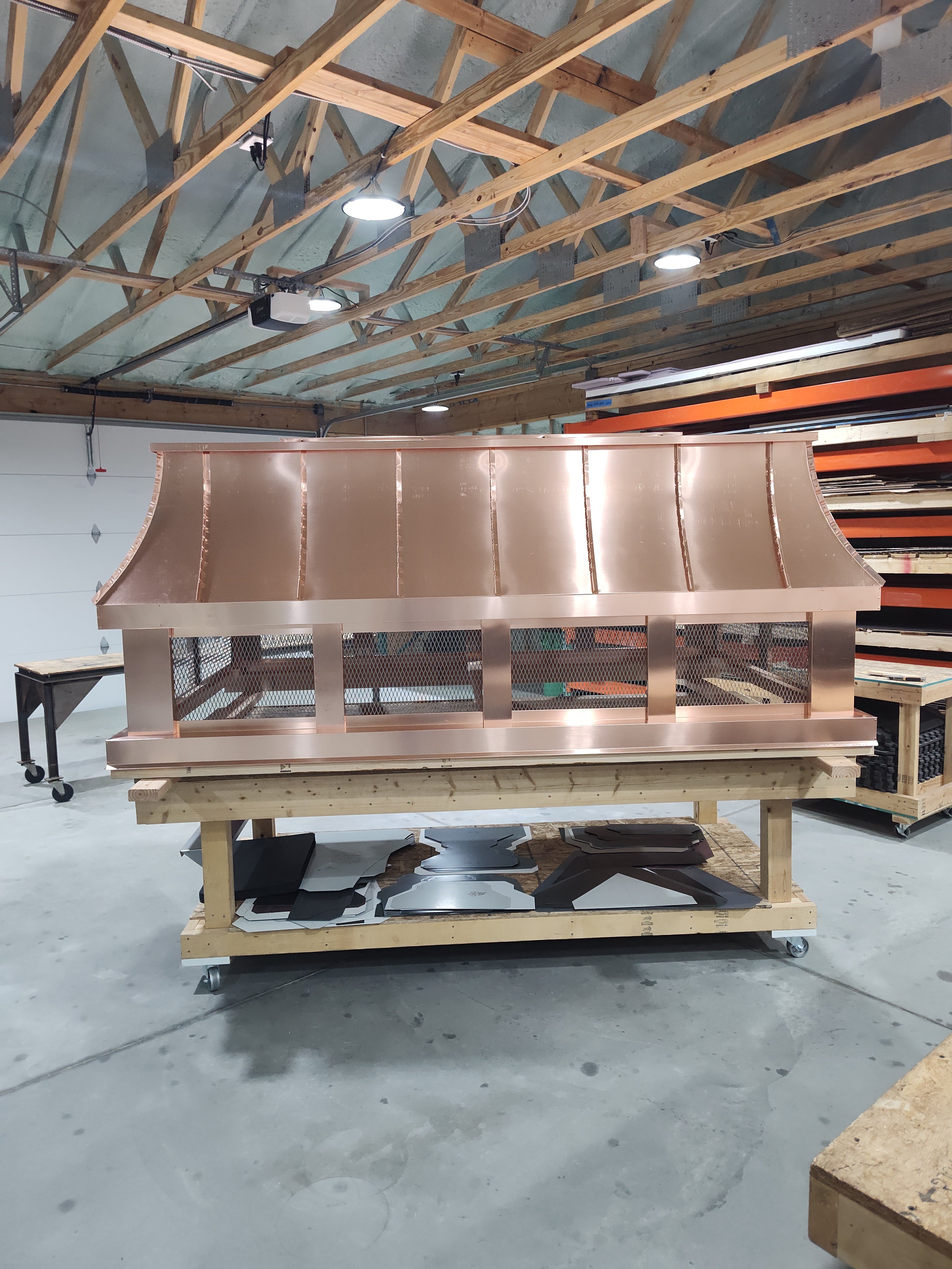 Custom copper chimney cap front view — Archaic Metal workshop Berlin NJ

