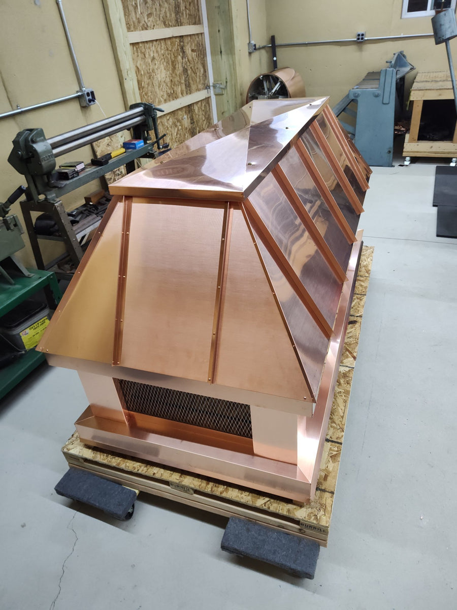 angle shot of flat top straight panel hip cap in my workshop on a shipping pallet