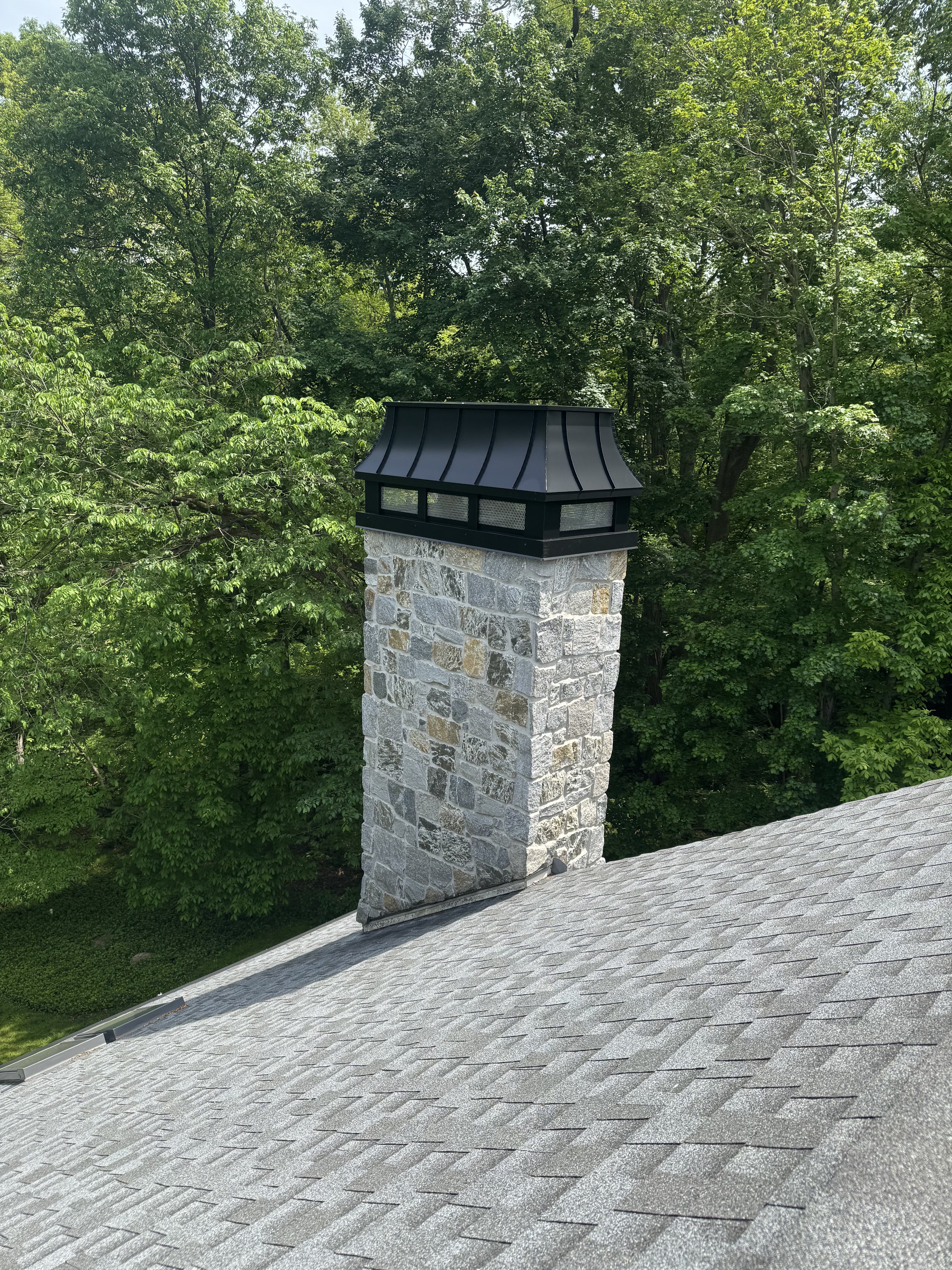 Custom Kynar aluminum chimney cap hand-fabricated in the Archaic Metal shop, Berlin NJ