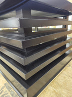 Custom louvered chimney cap on fabrication bench — hand-built in Berlin NJ by Archaic Metal