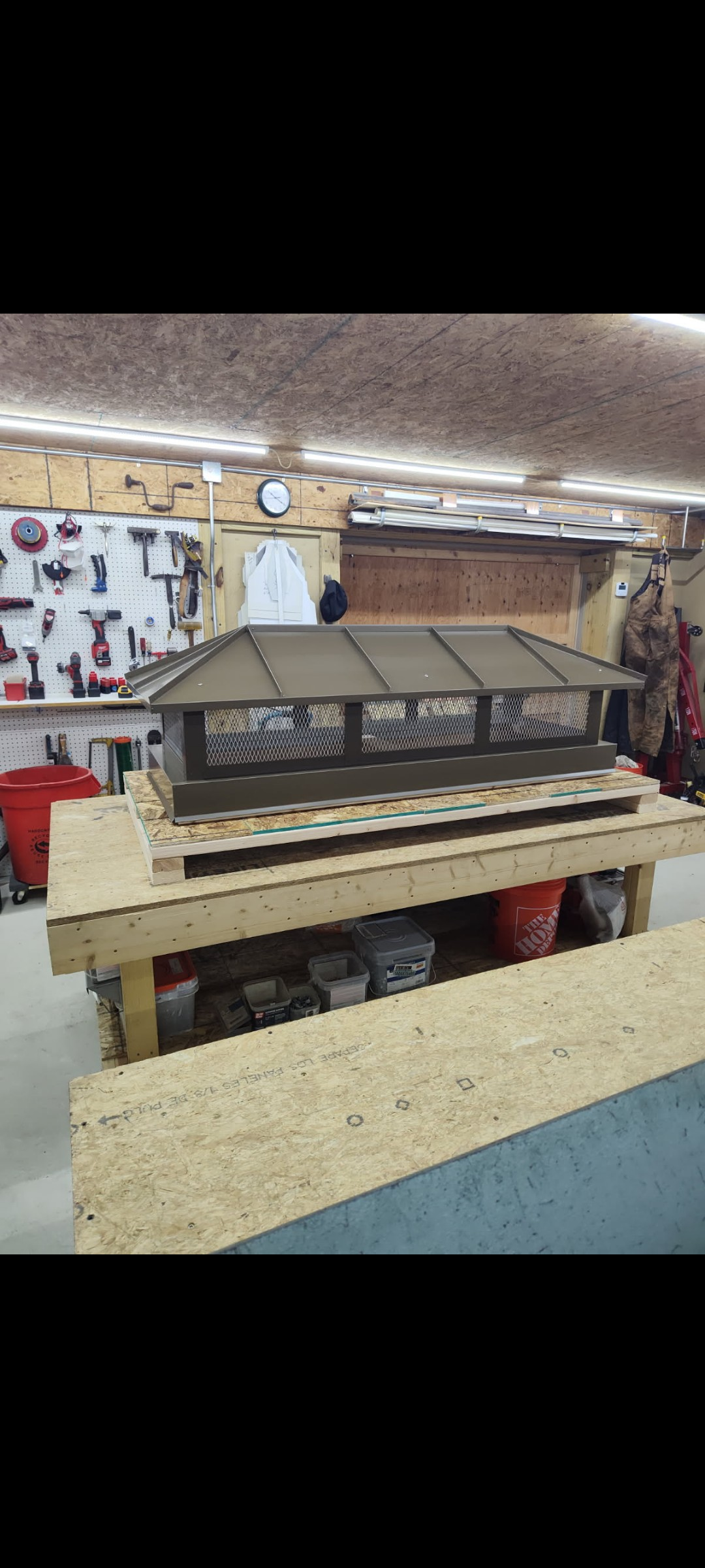 Standing seam hip chimney cap in bronze Kynar aluminum — custom made in New Jersey

